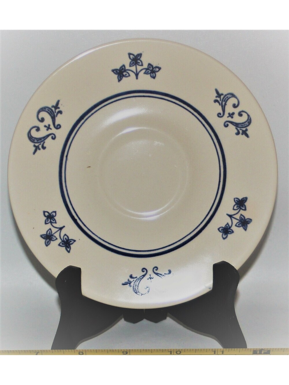 SHEFFIELD Provincial Set/6 Saucer for Tea Cup*Blue Floral Design*Homer Laughlin